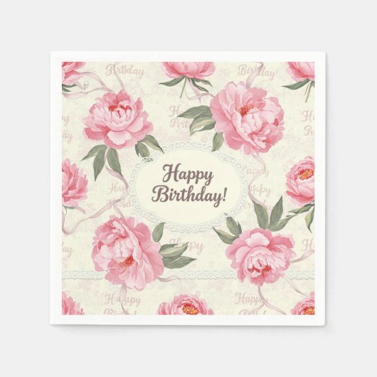 Delicate Peonies Shabby Chic beroemd gemaakt door  Servet (Voorkant)