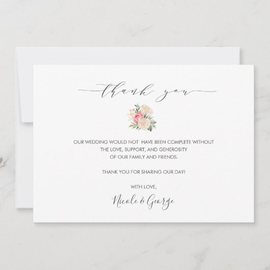 Delicate Peony bouquet zomerbruiloft bedankt Kaart (Voorkant)