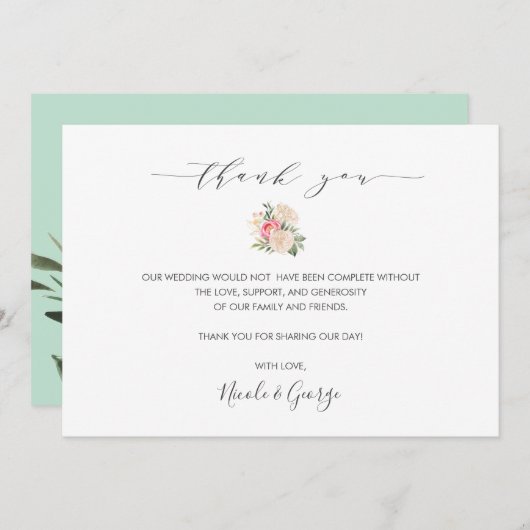 Delicate Peony bouquet zomerbruiloft bedankt Kaart (Voorkant / Achterkant)