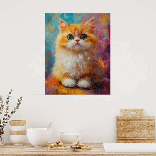 Delicate Persian Kitten — Cute Pastel Art Print (Keuken)