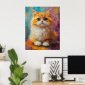 Delicate Persian Kitten — Cute Pastel Art Print (Thuiskantoor)