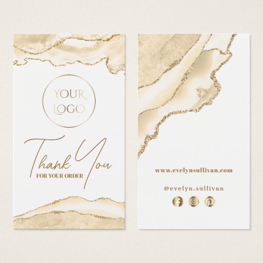 delicate perzik agaat bijsluiter visitekaartje (Voorkant /achterkant)