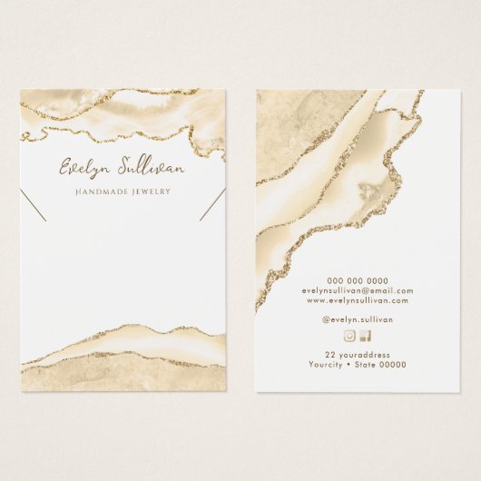 delicate perzik agaat ketting display kaart (Voorkant /achterkant)