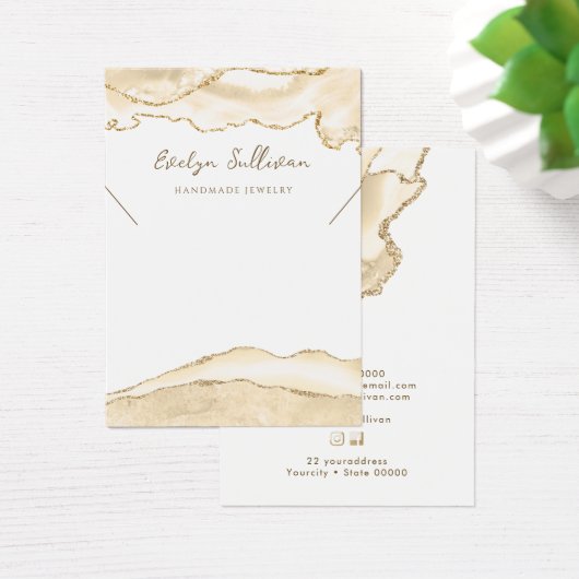 delicate perzik agaat ketting display kaart (Bureau)