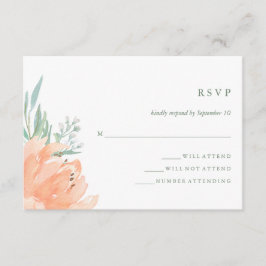 Delicate Perzik Bloemen en Eucalyptus Wedding RSVP