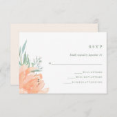 Delicate Perzik Bloemen en Eucalyptus Wedding RSVP (Voorkant / Achterkant)