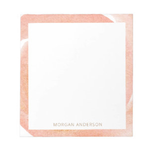delicate perzik bloemige monogram notitieblok