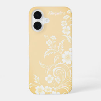 Delicate perzik- en witte bloemen iPhone 16 hoesje