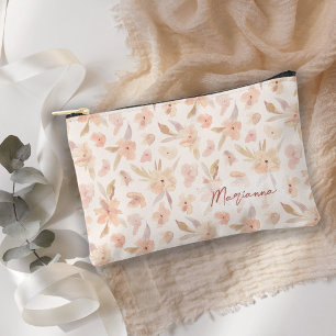 Delicate perzik kleur waterverf bloem cosmetisch etui