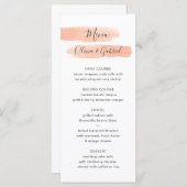 Delicate perzik strepen. Eenvoudige moderne trouw Menu (Voorkant / Achterkant)