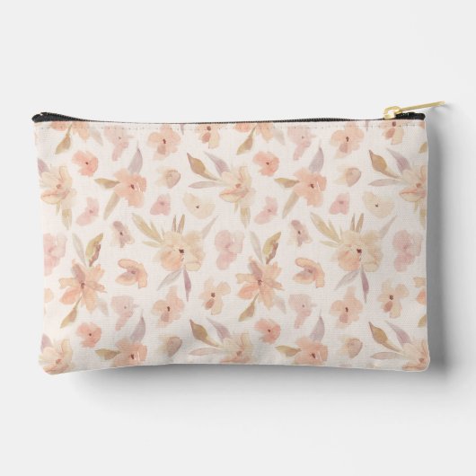 Delicate perzikkleur Waterverf Bloemen Cosmetisch Etui (Achterkant)