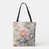 Delicate perzikkleurige bloemige Waterverf Tote Bag (Achterkant)