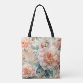 Delicate perzikkleurige bloemige Waterverf Tote Bag (Achterkant)