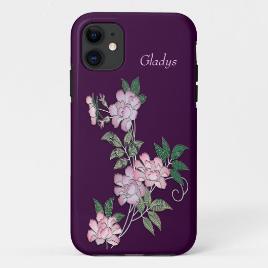 Delicate pinda's elegant florale patroon met naam Case-Mate iPhone case (Achterkant)