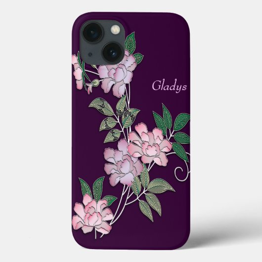 Delicate pinda's elegant florale patroon met naam Case-Mate iPhone case (Achterkant)