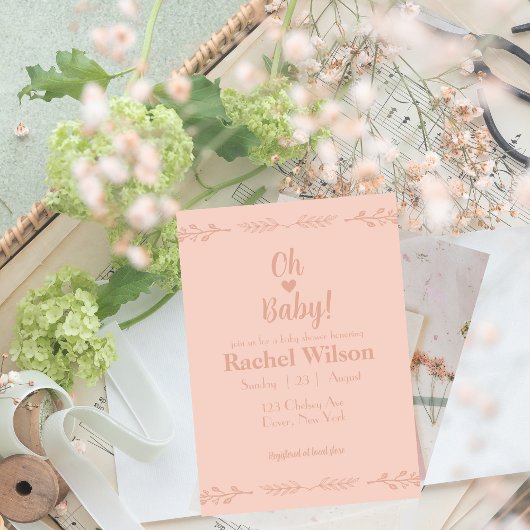 Delicate Pink Baby shower kaart