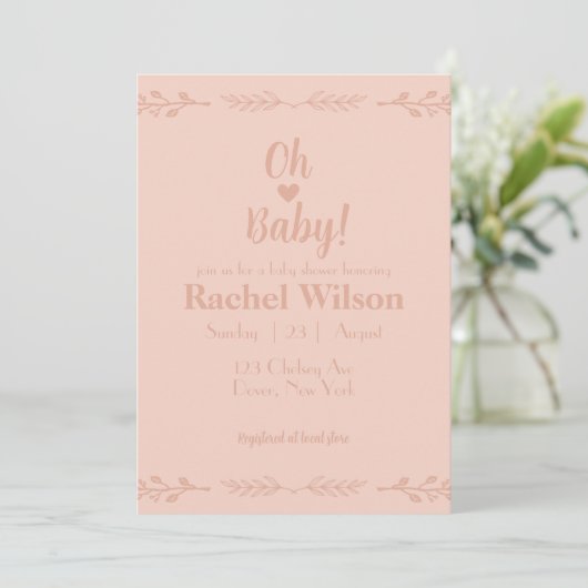 Delicate Pink Baby shower kaart (Staand voorkant)