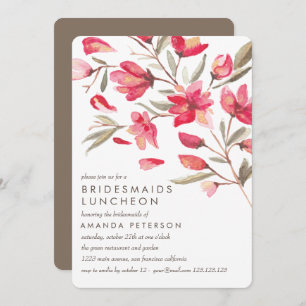 Delicate Pink Bloom Bridesmaids Luncheon Weddensch Kaart