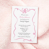 Delicate Pink Bow Baby shower Kaart