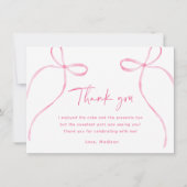 Delicate Pink Bow Verjaardag Bedankkaart (Voorkant)