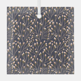 Delicate Pink Buds on Brown Branches Glas Ornament