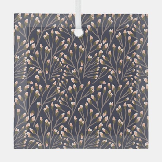 Delicate Pink Buds on Brown Branches Glas Ornament (Voorkant)