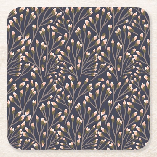 Delicate Pink Buds on Brown Branches Kartonnen Onderzetters (Voorkant)