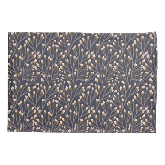 Delicate Pink Buds on Brown Branches Kussensloop (Achterkant-Links)