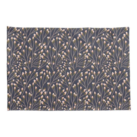 Delicate Pink Buds on Brown Branches Kussensloop (Achterkant-Rechts)