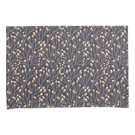 Delicate Pink Buds on Brown Branches Kussensloop (Voorkant-Rechts)