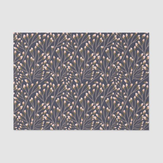 Delicate Pink Buds on Brown Branches Tissuepapier (Voorkant)