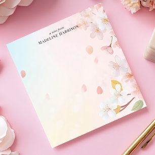 Delicate Pink Cherry Blossom Gepersonaliseerde naa Notitieblok