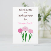 Delicate Pink Chrysanthemums Birthday Uitnodiging (Staand voorkant)