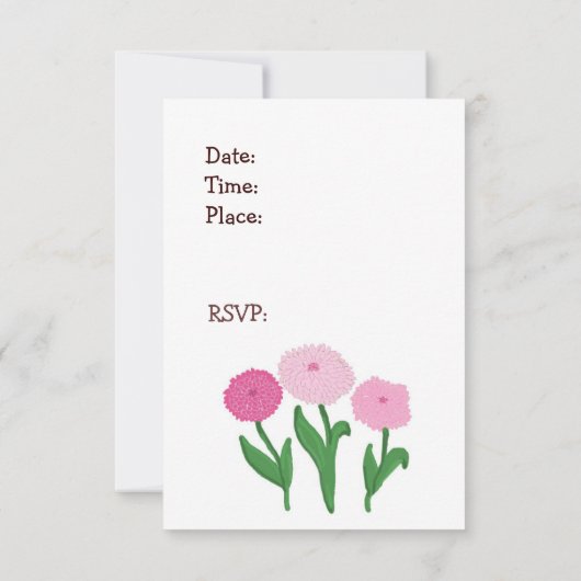 Delicate Pink Chrysanthemums Birthday Uitnodiging (Achterkant)