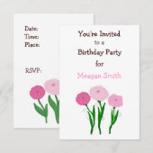 Delicate Pink Chrysanthemums Birthday Uitnodiging (Voorkant / Achterkant)