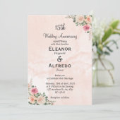 Delicate Pink Cream Floral Wedding Anniversary  Kaart (Staand voorkant)