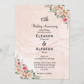 Delicate Pink Cream Floral Wedding Anniversary  Kaart (Voorkant / Achterkant)