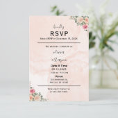 Delicate Pink Cream Floral Wedding RSVP Cards (Staand voorkant)