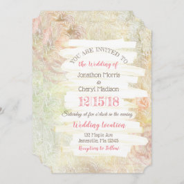 Delicate Pink en Beige Floral Wedding Invitation Kaart