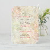 Delicate Pink en Beige Floral Wedding Invitation Kaart (Staand voorkant)