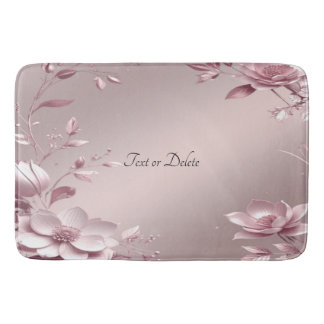 Delicate Pink Floral Bath Mat