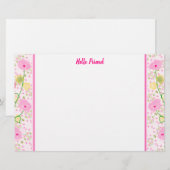 Delicate Pink Floral Briefpapier (Voorkant / Achterkant)