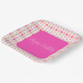 Delicate Pink Floral Designer Square Papieren Bordje (Gebogen)