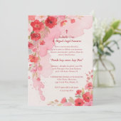 Delicate Pink Floral Frame Christian Catholic Kaart (Staand voorkant)
