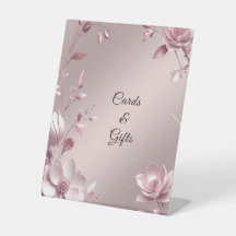 Delicate Pink Floral Frame Tabletop Signs