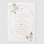 Delicate Pink Floral Gold Lijst doop Vellum Uitnodigingen (Voorkant)