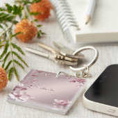 Delicate Pink Floral Keychain (Voorkant Rechts)