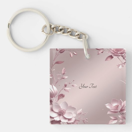 Delicate Pink Floral Keychain (Voorkant)