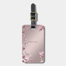 Delicate Pink Floral Luggage Tag Bagagelabel