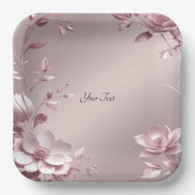 Delicate Pink Floral Paper Plate